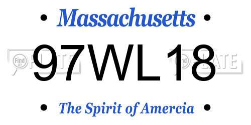 97WL18 Massachusetts License Plate