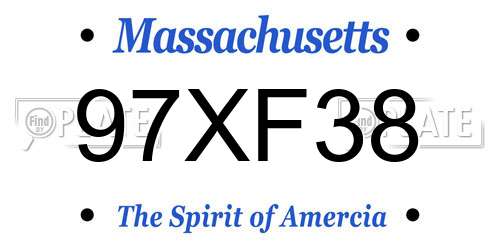 97XF38 Massachusetts License Plate