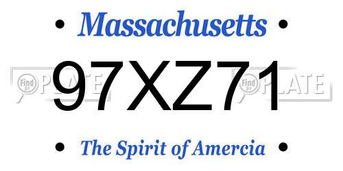 97XZ71 Massachusetts License Plate