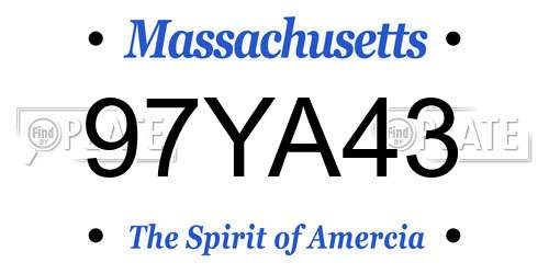 97YA43 Massachusetts License Plate