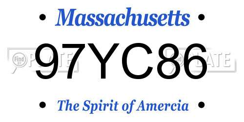 97YC86 Massachusetts License Plate