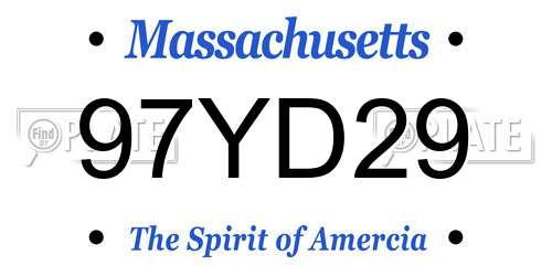 97YD29 Massachusetts License Plate