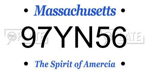 97YN56 Massachusetts License Plate