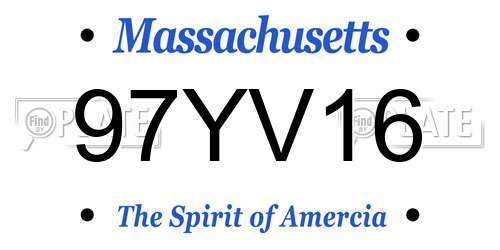 97YV16 Massachusetts License Plate