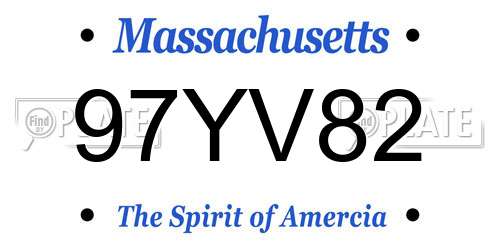 97YV82 Massachusetts License Plate