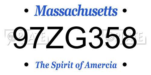 97ZG358 Massachusetts License Plate