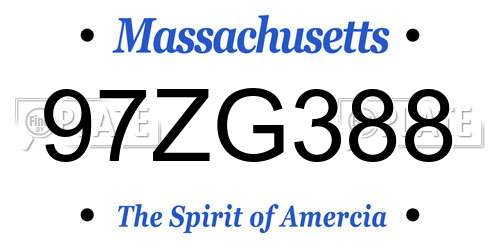 97ZG388 Massachusetts License Plate