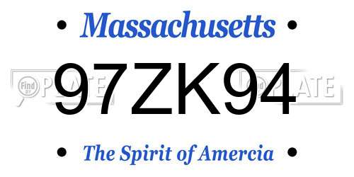 97ZK94 Massachusetts License Plate