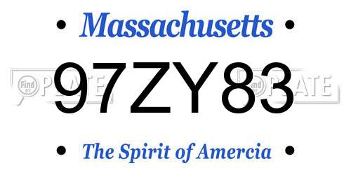 97ZY83 Massachusetts License Plate