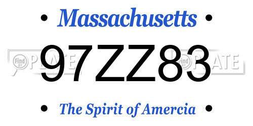 97ZZ83 Massachusetts License Plate