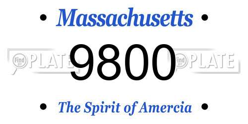 9800 Massachusetts License Plate