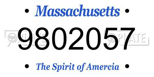 9802057 Massachusetts License Plate