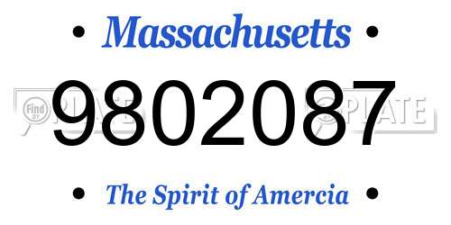 9802087 Massachusetts License Plate