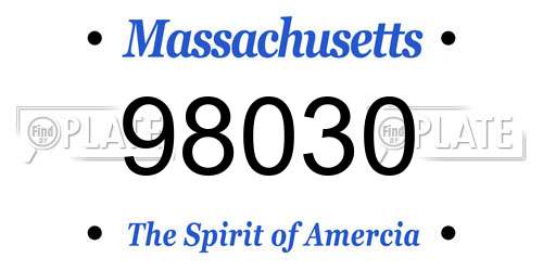 98030 Massachusetts License Plate