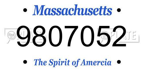 9807052 Massachusetts License Plate