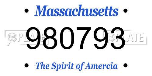 980793 Massachusetts License Plate