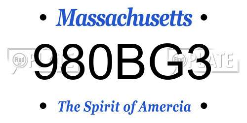 980BG3 Massachusetts License Plate
