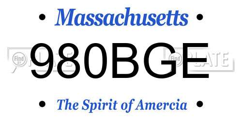980BGE Massachusetts License Plate