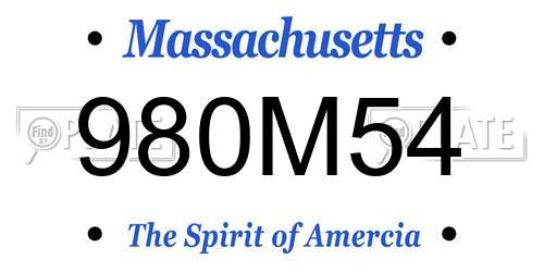 980M54 Massachusetts License Plate