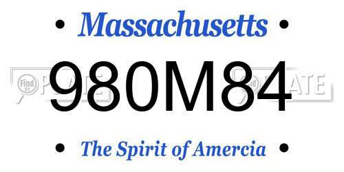 980M84 Massachusetts License Plate