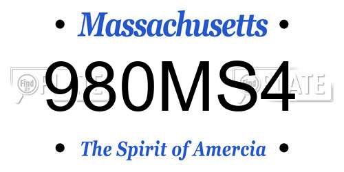 980MS4 Massachusetts License Plate
