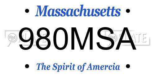 980MSA Massachusetts License Plate