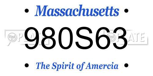 980S63 Massachusetts License Plate
