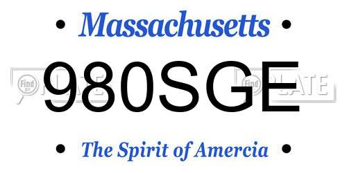 980SGE Massachusetts License Plate