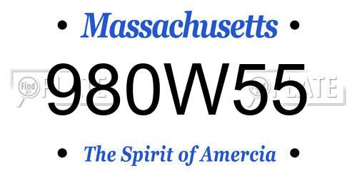980W55 Massachusetts License Plate
