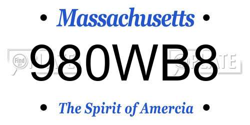 980WB8 Massachusetts License Plate