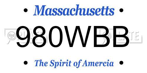 980WBB Massachusetts License Plate