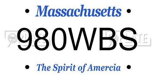 980WBS Massachusetts License Plate