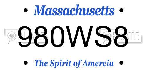 980WS8 Massachusetts License Plate