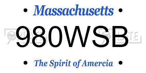 980WSB Massachusetts License Plate