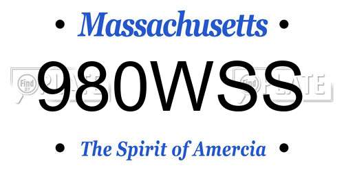 980WSS Massachusetts License Plate