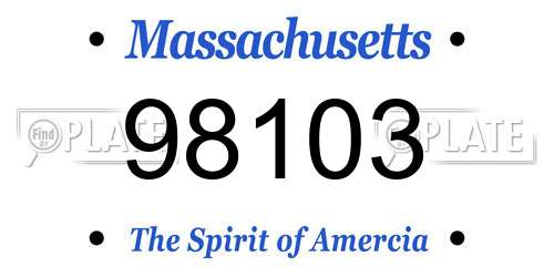 98103 Massachusetts License Plate