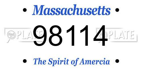 98114 Massachusetts License Plate