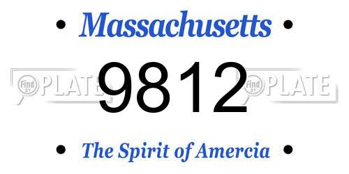 9812 Massachusetts License Plate