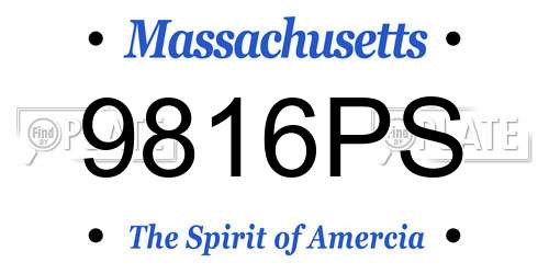 9816PS Massachusetts License Plate
