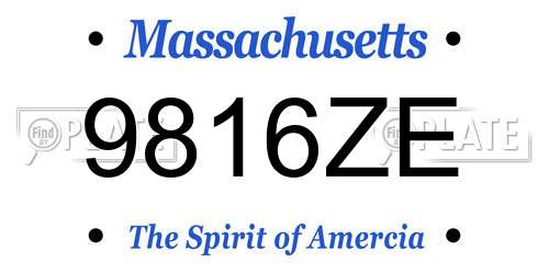 9816ZE Massachusetts License Plate