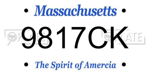 9817CK Massachusetts License Plate