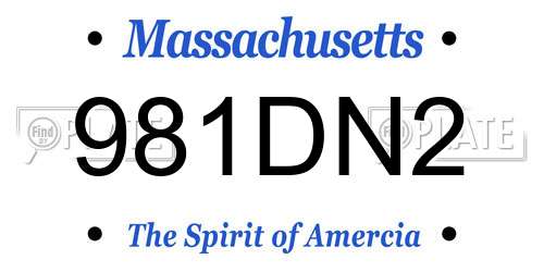 981DN2 Massachusetts License Plate