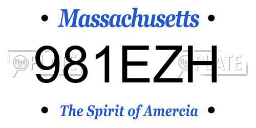 981EZH Massachusetts License Plate
