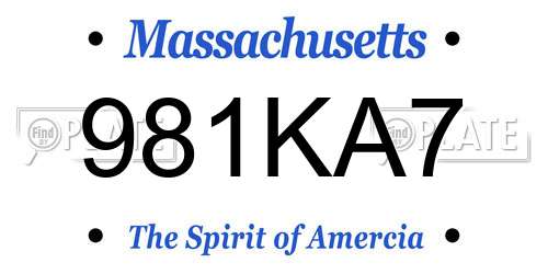 981KA7 Massachusetts License Plate