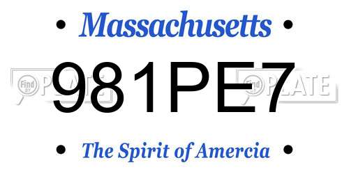 981PE7 Massachusetts License Plate