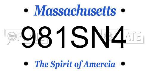 981SN4 Massachusetts License Plate