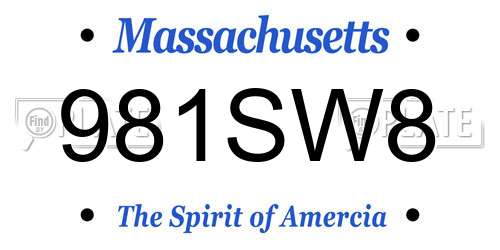 981SW8 Massachusetts License Plate