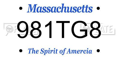 981TG8 Massachusetts License Plate