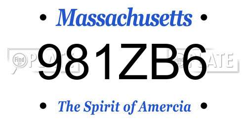 981ZB6 Massachusetts License Plate