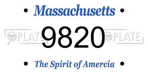 9820 Massachusetts License Plate
